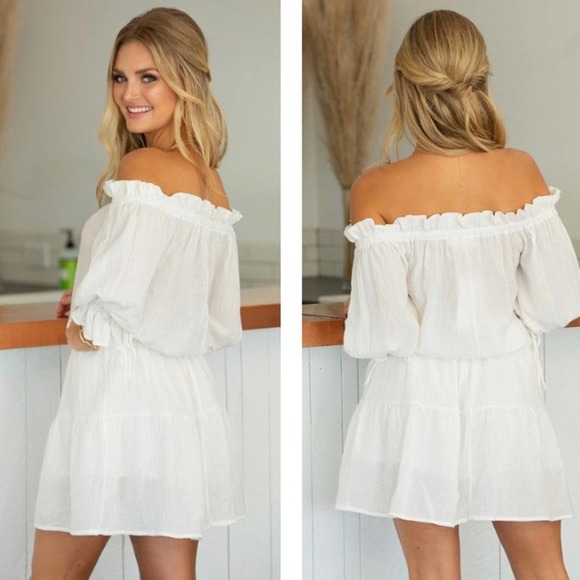 Off The Shoulder Cotton Mini Dress - Picture 3 of 4